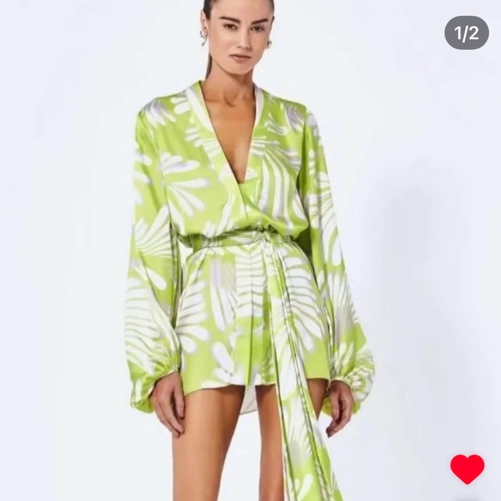 Lime Green Patterned Mini Dress